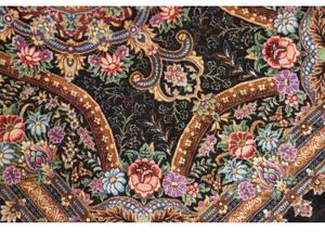 Tappeto Ghom Seta Medaglione Floreale Nero Rosso 60x90 Cm