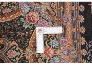 Tappeto Ghom Seta Medaglione Floreale Nero Rosso 60x90 Cm