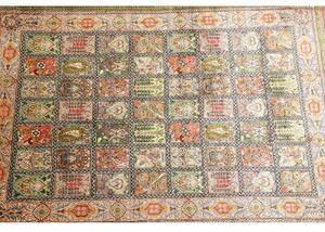 Tappeto Ghom Seta Geometrico Rosso Corallo Multicolore 60x90 Cm
