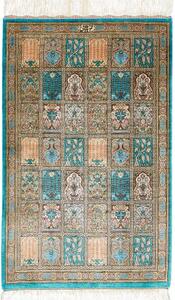 Tappeto Ghom Seta Geometrico Sabbia Turchese 56x90 Cm