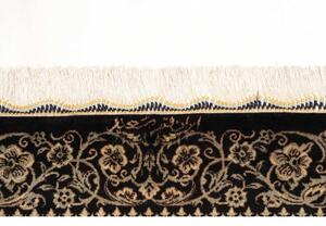 Tappeto Ghom Seta Medaglione Floreale Nero Beige 60x89 Cm