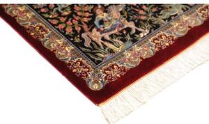Tappeto Ghom Seta Figurativo Nero Bordeaux 69x89 Cm