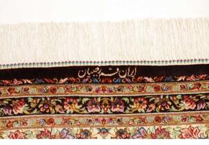 Tappeto Ghom Seta Medaglione Floreale Avorio Bordeaux 61x90 Cm