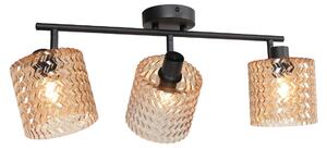 Faretto - ambra nero - Ocre - vetro metallo - lampada in vetro colorato - E14 - 4225ZW - Mexlite