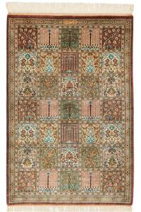 Tappeto Ghom Seta Geometrico Rosso Ruggine Beige 60x90 Cm