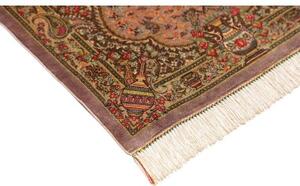 Tappeto Ghom Seta Stilizzato Rosa Antico Marrone Corsia 50x148 Cm