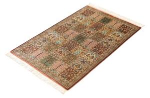 Tappeto Ghom Seta Geometrico Rosso Ruggine Beige 60x90 Cm