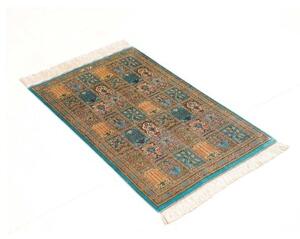 Tappeto Ghom Seta Geometrico Sabbia Turchese 56x90 Cm
