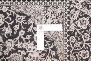 Tappeto Ghom Seta Medaglione Floreale Nero Beige 60x89 Cm