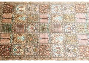 Tappeto Ghom Seta Geometrico Rosso Ruggine Beige 60x90 Cm