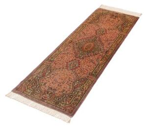 Tappeto Ghom Seta Stilizzato Rosa Antico Marrone Corsia 50x148 Cm
