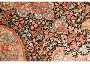 Tappeto Ghom Seta Medaglione Floreale Nero Rosso 60x87 Cm