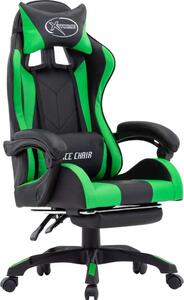 Sedia da gioco con poggiapiedi in ecopelle verde e nera