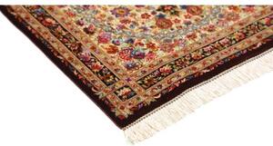 Tappeto Ghom Seta Medaglione Floreale Avorio Bordeaux 61x90 Cm