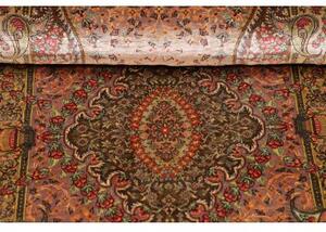 Tappeto Ghom Seta Stilizzato Rosa Antico Marrone Corsia 50x148 Cm