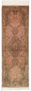 Tappeto Ghom Seta Stilizzato Rosa Antico Marrone Corsia 50x148 Cm