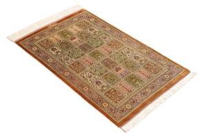 Tappeto Ghom Seta Geometrico Ruggine Verde Oliva 58x92 Cm