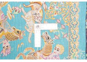 Tappeto Ghom Seta Figurativo Turchese Beige 59x96 Cm