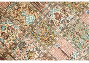 Tappeto Ghom Seta Geometrico Rosso Ruggine Beige 60x90 Cm