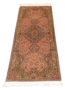 Tappeto Ghom Seta Stilizzato Rosa Antico Marrone Corsia 50x148 Cm