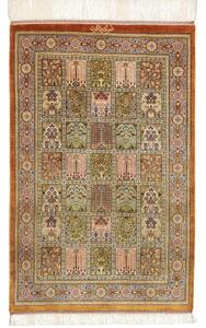 Tappeto Ghom Seta Geometrico Ruggine Verde Oliva 58x92 Cm