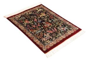 Tappeto Ghom Seta Figurativo Nero Bordeaux 69x89 Cm
