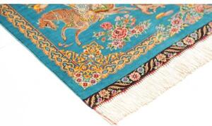 Tappeto Ghom Seta Figurativo Turchese Beige 59x96 Cm