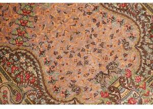 Tappeto Ghom Seta Stilizzato Rosa Antico Marrone Corsia 50x148 Cm
