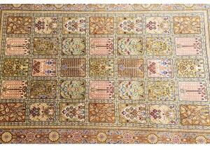 Tappeto Ghom Seta Geometrico Ruggine Verde Oliva 58x92 Cm