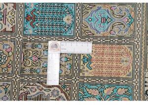 Tappeto Ghom Seta Geometrico Sabbia Turchese 56x90 Cm