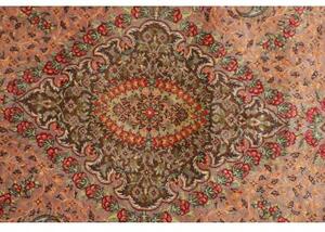 Tappeto Ghom Seta Stilizzato Rosa Antico Marrone Corsia 50x148 Cm