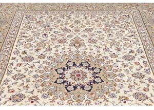 Tappeto Kashan Medaglione Floreale Avorio Blu Scuro 200x300 Cm