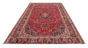 Tappeto Mashad Medaglione Floreale Rosso Blu Scuro 193x289 Cm