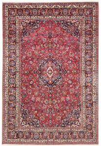 Tappeto Mashad Medaglione Floreale Rosso Blu Scuro 193x289 Cm