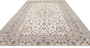 Tappeto Kashan Medaglione Floreale Avorio Blu 294x400 Cm