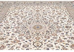 Tappeto Kashan Medaglione Floreale Avorio Blu 294x400 Cm