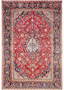 Tappeto Ardakan Medaglione Floreale Rosso Blu Scuro 198x292 Cm