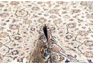 Tappeto Kashan Medaglione Floreale Avorio Blu 294x400 Cm