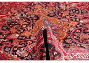 Tappeto Mashad Medaglione Floreale Rosso Blu Scuro 303x390 Cm