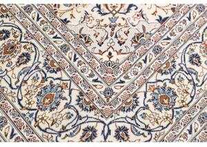 Tappeto Kashan Medaglione Floreale Avorio Blu 294x400 Cm