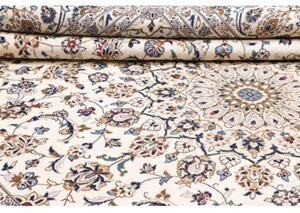 Tappeto Kashan Medaglione Floreale Avorio Blu 294x400 Cm