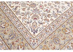 Tappeto Kashan Medaglione Floreale Avorio Blu Scuro 200x300 Cm