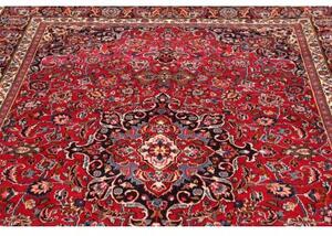 Tappeto Mashad Medaglione Floreale Rosso Blu Scuro 193x289 Cm