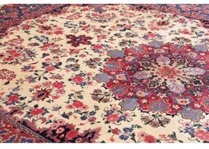 Tappeto Mashad Medaglione Floreale Avorio Blu Scuro 305x408 Cm