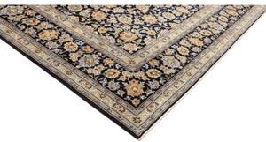 Tappeto Kashan Medaglione Floreale Blu Scuro Beige 258x375 Cm