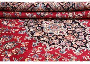 Tappeto Mashad Medaglione Floreale Rosso Blu Scuro 293x387 Cm