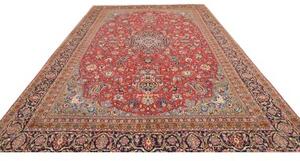 Tappeto Shahreza Medaglione Floreale Rosso Blu Scuro 287x430 Cm