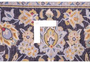 Tappeto Kashan Medaglione Floreale Blu Scuro Beige 258x375 Cm