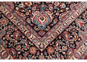 Tappeto Mashad Medaglione Floreale Rosso Blu Scuro 293x387 Cm
