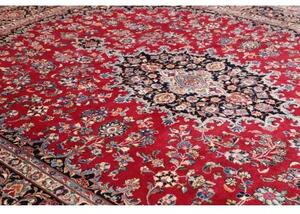 Tappeto Mashad Medaglione Floreale Rosso Blu Scuro 293x387 Cm